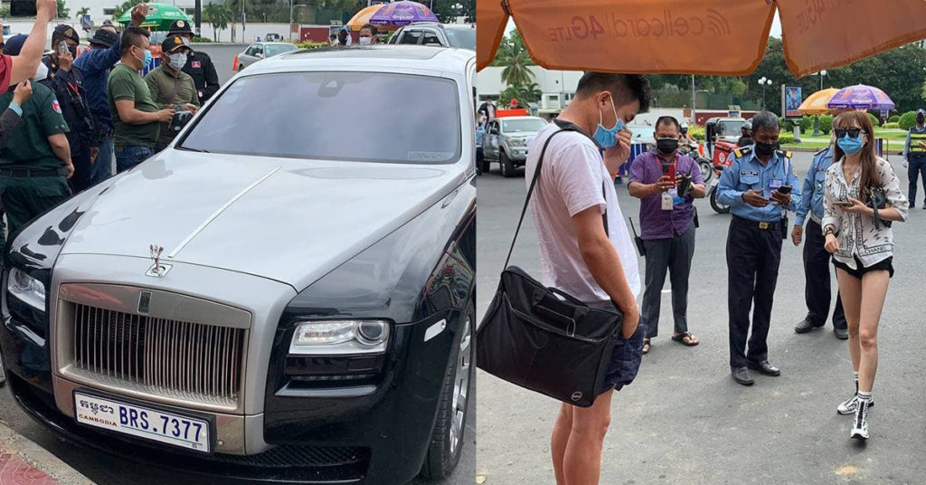 កម្លាំងនគរបាលចំណុចរង្វង់មូលគួចកាណុង​ ឃាត់រថយន្ត​ Rolls Royce មួយគ្រឿងបេីកបរដោយមន្រ្តីយោធា​ម្នាក់ ដឹកជនជាតិចិន​ ៣នាក់