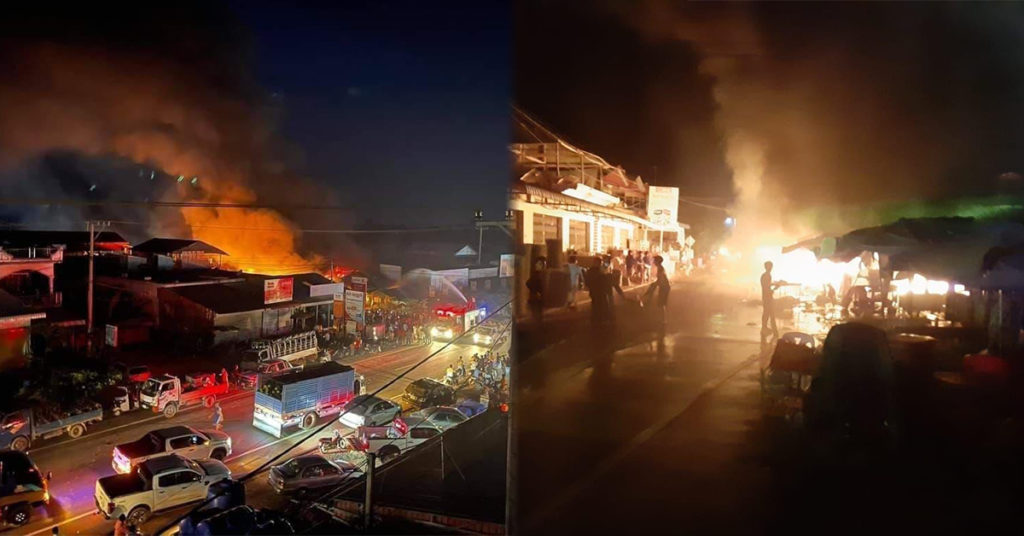 អគ្គិភ័យឆេះផ្សារត្រាំកក់ ខេត្តតាកែវ បំផ្លាញតូបលក់ដូររបស់អាជីវករចំនួន៥០តូប