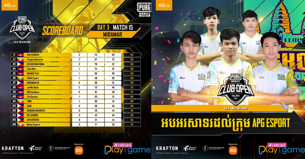 ក្រុមតំណាងកម្ពុជា APG ESPORT នឹងចូលរួមការប្រកួត PUBG MOBILE PRO LEAGUE SEA CHAMPIONSHIP S4