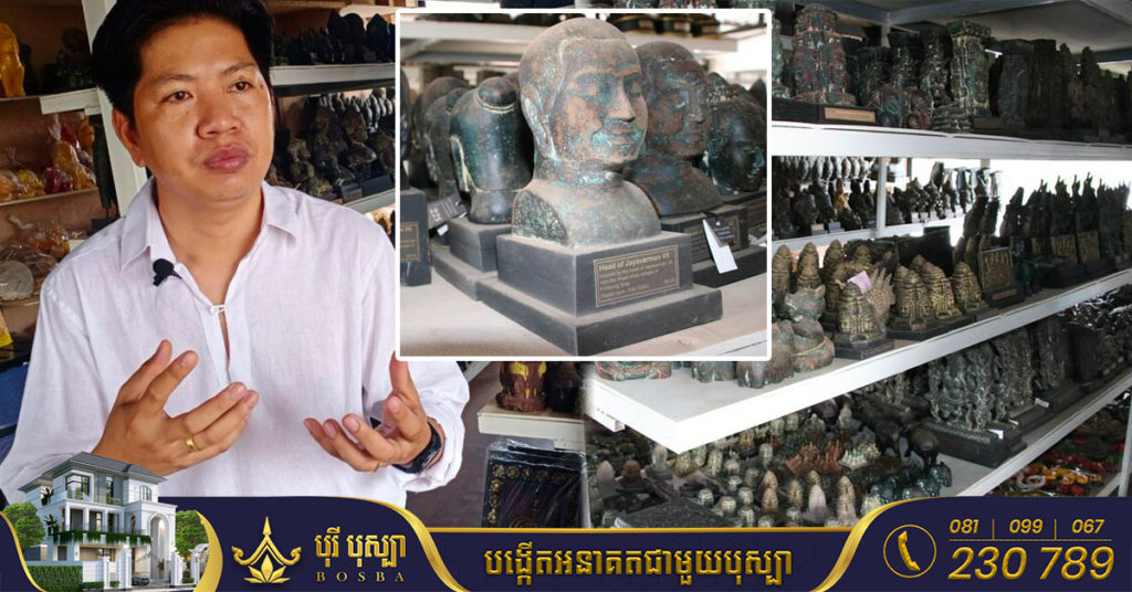លោកគួចសេងថៃ យកអាចម៍រណាកែច្នៃជាគ្រឿងចម្លាក់ផ្សេងៗយ៉ាងល្អវិចិត្រសម្រាប់លក់ជូនភ្ញៀវទេសចរ