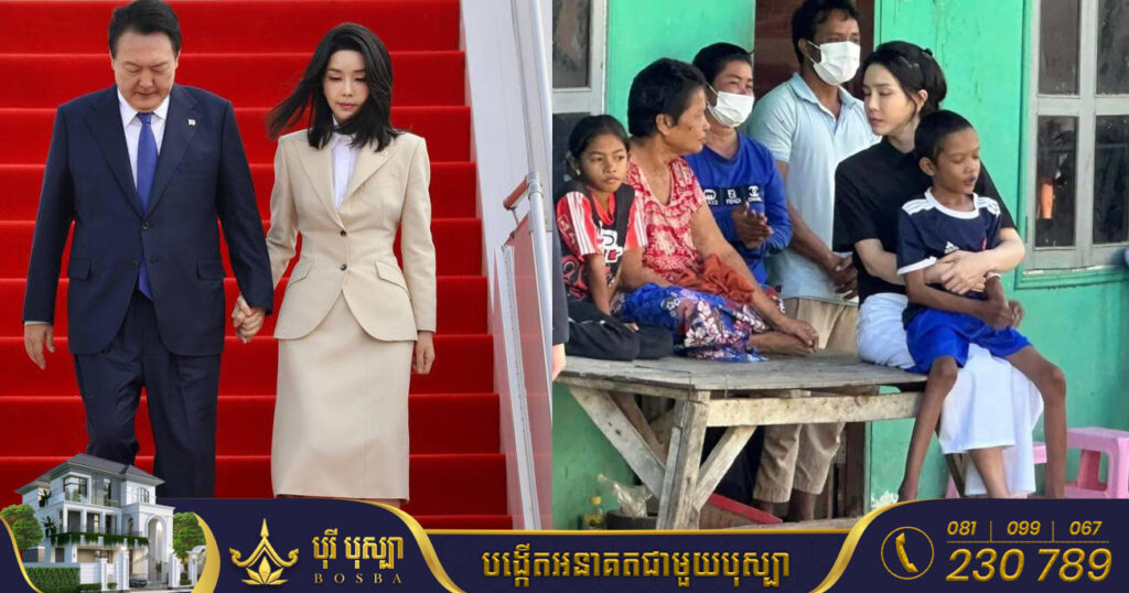 លោកជំទាវទី១ របស់កូរ៉េខាងត្បូង ចុះសួរសុខទុក្ខកុមារកម្ពុជាមួយរូបដែលមានជំងឺប្រហោងបេះដូង ដល់ផ្ទះ