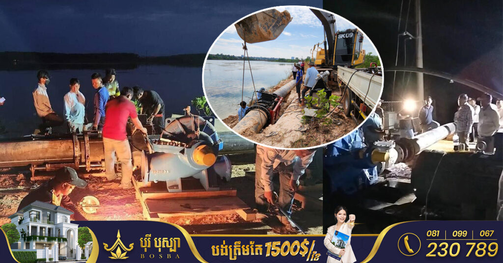 អភិបាលខេត្តព្រះសីហនុ បន្តយុទ្ធនាការតម្លើងម៉ាស៊ីនបូមទឹកទាំងយប់ ដើម្បីផ្គត់ផ្គង់ទឹកឲ្យបានគ្រប់គ្រាន់ ជូនប្រជាពលរដ្ឋក្រុងព្រះសីហនុ