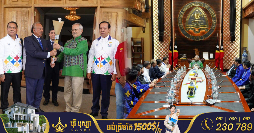 ប្រតិភូដង្ហែព្រះអគ្គិជ័យកីឡាស៊ីហ្គេម-អាស៊ានប៉ាហ្គេម ទទួលបានការស្វាគមន៍យ៉ាងកក់ក្ដៅពីប្រធានាធិបតីទីម័រខាងកើត