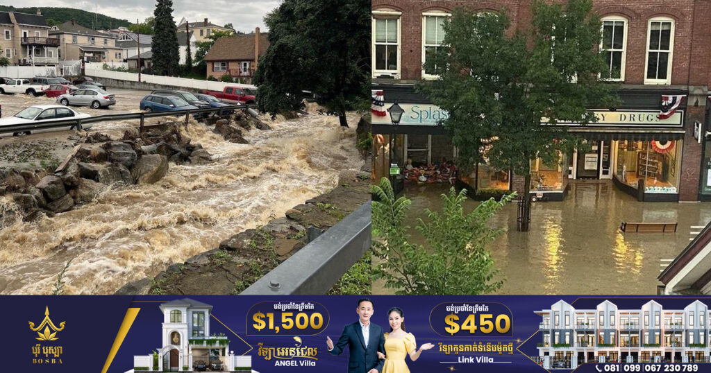 សហរដ្ឋអាមេរិក៖ ទឹកជំនន់វាយប្រហារភាគឦសាន ខណៈភាគខាងលិចជួបប្រទះរលកកម្ដៅដ៏សែនក្ដៅ