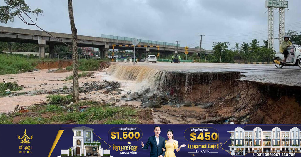 ជំនន់ទឹកភ្លៀងវាយផ្តាច់ផ្លូវ២កន្លែងនៅស្រុកភ្នំស្រួច ខេត្តកំពង់ស្ពឺ, អភិបាលខេត្ត ចុះពិនិត្យផ្ទាល់ និងក្រើនរំលឹកពលរដ្ឋឱ្យបង្កើនការប្រុងប្រយ័ត្ន