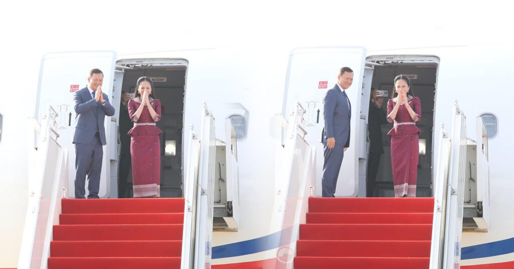 សម្តេចមហាបវរធិបតី ហ៊ុន ម៉ាណែត និងលោកជំទាវ បានអញ្ជើញចាកចេញពីរាជធានីភ្នំពេញ ដើម្បីបំពេញទស្សនកិច្ចផ្លូវការនៅប្រទេសចិន