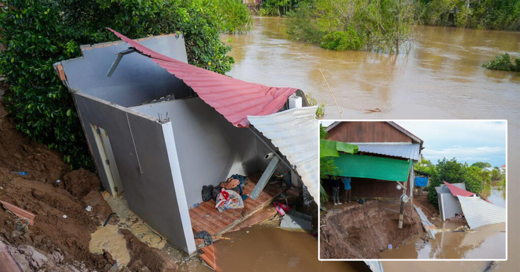 ផ្ទះពលរដ្ឋ ១ខ្នង នៅក្រុងពោធិ៍សាត់ បានស្រុតលិចចូលក្នុងស្ទឹង ដោយសារបាក់ដីសណ្តរ