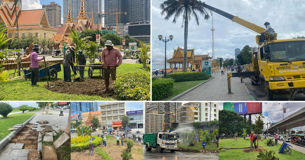 រដ្ឋបាលរាជធានីភ្នំពេញ ចាប់ផ្ដើមតុបតែងតាមទីសាធារណៈ ដើម្បីត្រៀមទទួលប្រជាពលរដ្ឋមកកម្សាន្ដក្នុងពិធីបុណ្យអុំទូក នៅពេលខាងមុខនេះ