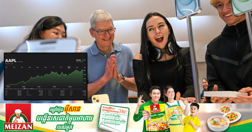 តម្លៃទីផ្សាររបស់ក្រុមហ៊ុន Apple កើនឡើងខ្ពស់ជាង ៤ទ្រីលានដុល្លារក្នុងឆ្នាំ២០២៣