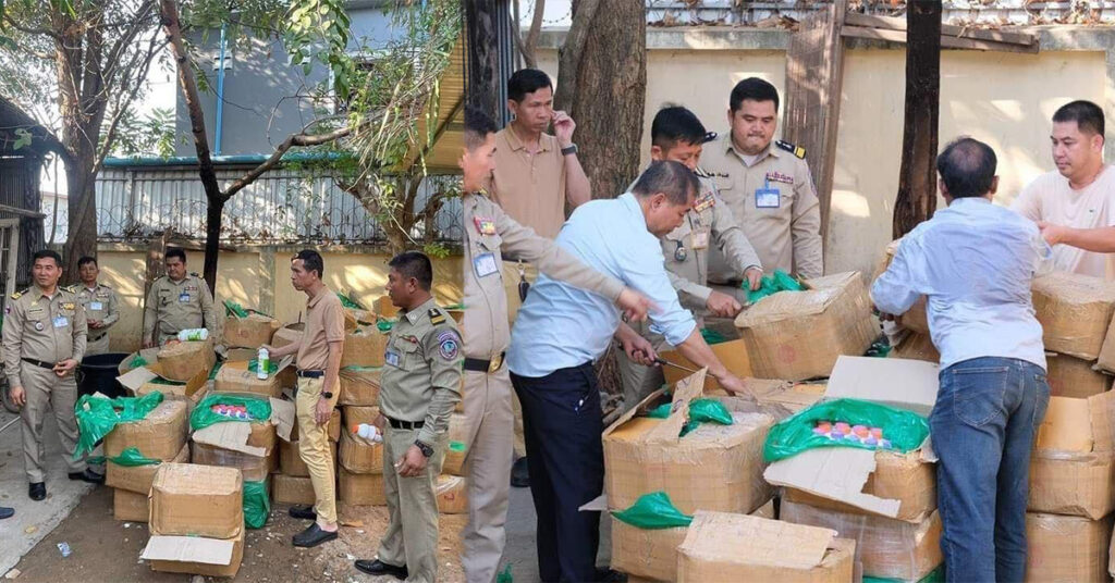 កម្លាំងនគរបាល ចុះបង្ក្រាបទីតាំងសង្ស័យលួចលាក់នាំចូល ស្តុក និងចែកចាយផលិតផលទឹកដោះជូរគ្មានការអនុញ្ញាត