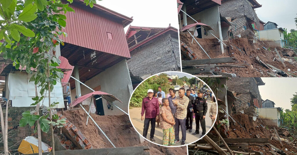 បាក់ស្រុតផ្ទះពលរដ្ឋចំនួន ៥ខ្នង នៅភូមិជំនីក ឃុំកំពង់ពពិល ស្រុកពារាំង ខេត្តព្រៃវែង