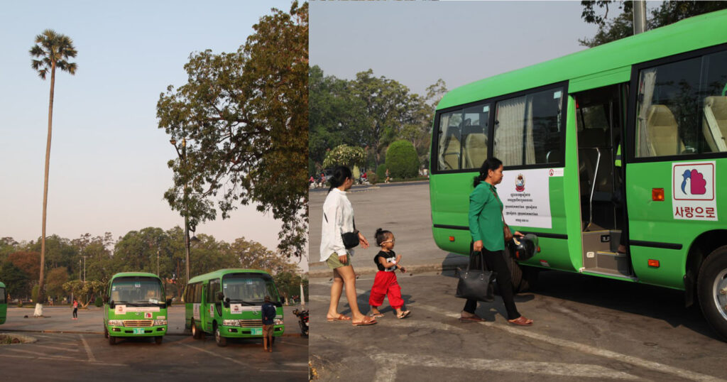 រដ្ឋបាលខេត្តសៀមរាប ចាប់ផ្តើមដំណើរការផ្តល់សេវារថយន្តក្រុងដឹកអ្នកដំណើរទៅមកដោយឥតគិតថ្លៃ រវាងក្រុងសៀមរាប និងក្រុងរុនតាឯកតេជោសែន