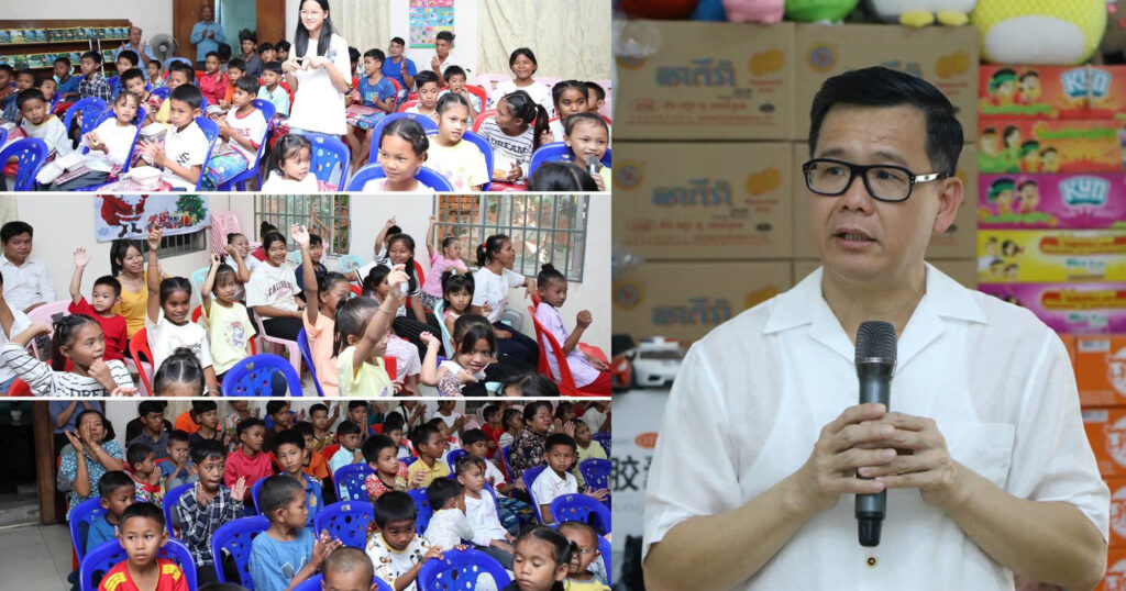 លោក កើត ឆែ និងភរិយា ព្រមទាំងសប្បុរសជន នាំយកគ្រឿងឧបភោគ បរិភោគ និងសម្ភារៈក្មេងៗ ផ្តល់ជូនមជ្ឈមណ្ឌលកុលាបទី៤