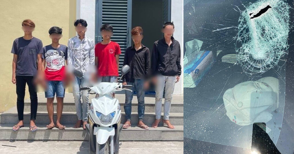 ករណីគប់កញ្ចក់រថយន្ដ២គ្រឿង នៅខណ្ឌពោធិ៍សែនជ័យ មុខថ្ងៃចូលឆ្នាំបណ្ដាលឲ្យជនរងគ្រោះម្នាក់របួសមុខធ្ងន់ធ្ងរ កម្លាំងនគរបាលចាប់ខ្លួនបានជនសង្ស័យ៦នាក់