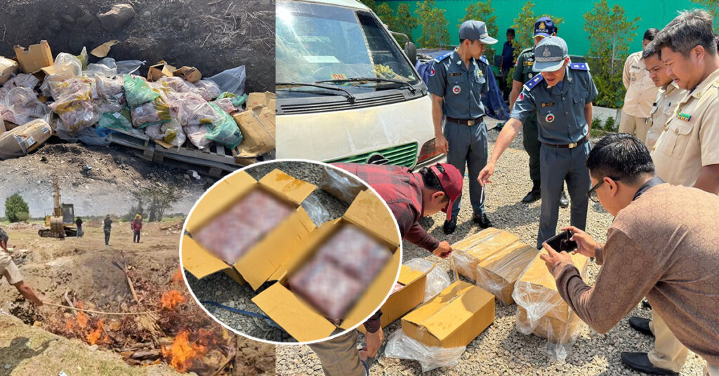 ដុតកម្ទេចបំណែកសាច់មាន់ និងទាជាង ៧តោន ដែលឈ្មួញលួចនាំចូល ដោយខុសច្បាប់