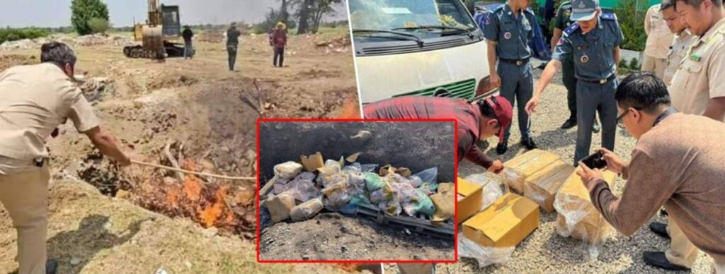 សាច់មាន់ និងគ្រឿងក្នុងមាន់ខូចគុណភាពជាង៧តោន ត្រូវដុតកម្ទេចចោល ក្រោយឈ្មួញលួចនាំចូលពីប្រទេសថៃ នៅក្នុងភូមិសាស្ត្រស្រុកស្វាយចេក