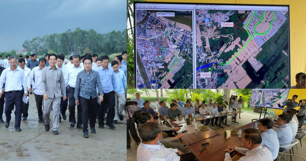 លោក ឃួង ស្រេង ដឹកនាំមន្ដ្រីជំនាញចុះពិនិត្យទីតាំងគម្រោងផ្លូវ និងស្ពានឆ្លងកាត់ទន្លេបាសាក់ ចាក់អង្រែក្រោម-ព្រែកប្រា