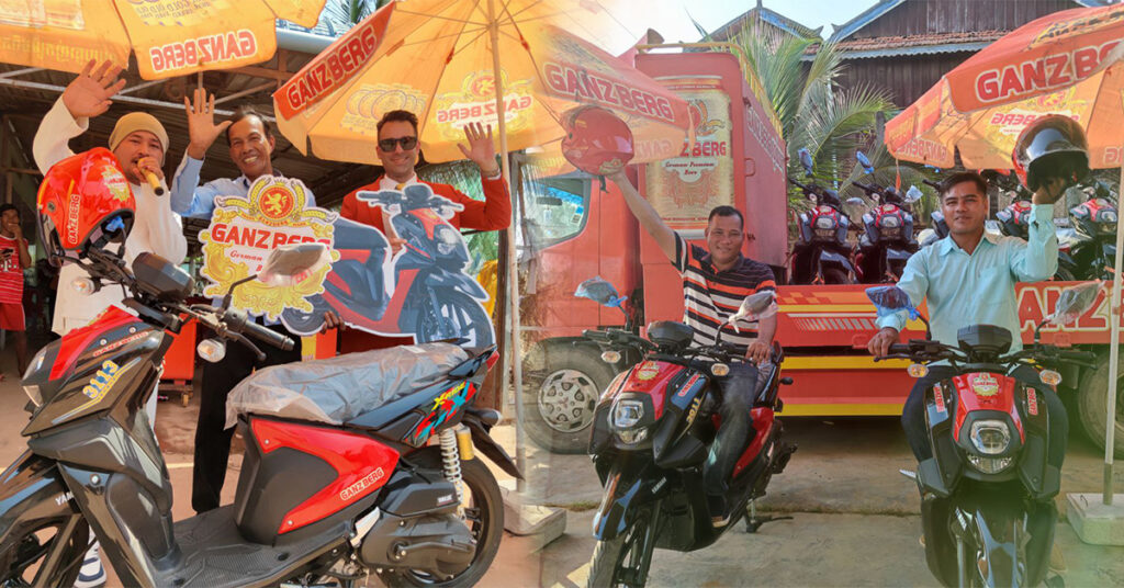 មិនបង្អង់យូរ! ក្រុមហ៊ុនស្រាបៀរ GANZBERG ប្រើពេលតែមួយថ្ងៃដឹកម៉ូតូប្រគល់ជូនអតិថិជនដល់ខាងមុខផ្ទះតែម្ដង