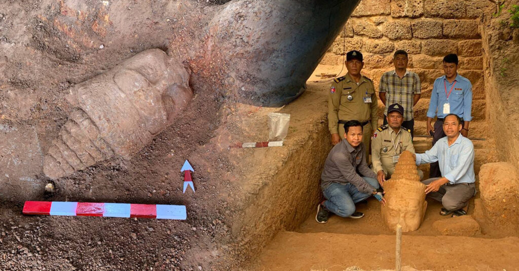 ក្រុមការងារស្រាវជ្រាវ ប្រទះឃើញព្រះកេសទេវតាក្នុងកំណាយស្រាវជ្រាវនៅខ្លោងទ្វារជ័យ