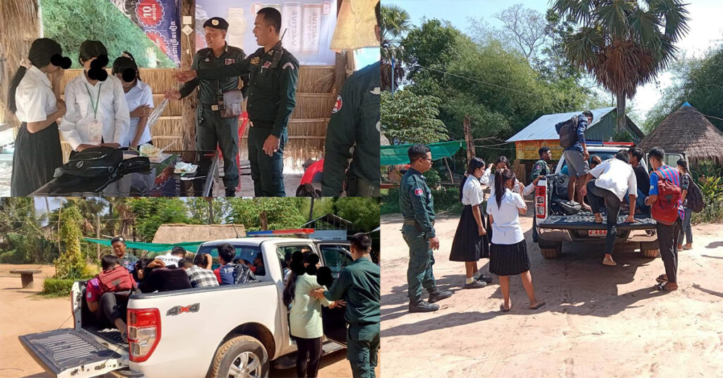 សិស្សមួយចំនួនដែលគេចសាលា ហើយមិនចូលផ្ទះ ត្រូវបានសមត្ថកិច្ចនាំទៅអប់រំនៅអធិការដ្ឋាននគរបាលស្រុកស្ទោង និងធ្វើកិច្ចសន្យាបញ្ឈប់ទង្វើមិនសមរម្យទាំងឡាយ