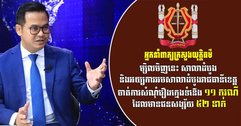 ម្សិលមិញនេះ សាលាដំបូង និងអយ្យការអមសាលាដំបូងរាជធានីខេត្ត ចាត់ការសំណុំរឿងក្មេងទំនើង ១១ ករណី ដែលមានជនសង្ស័យ ៥២ នាក់