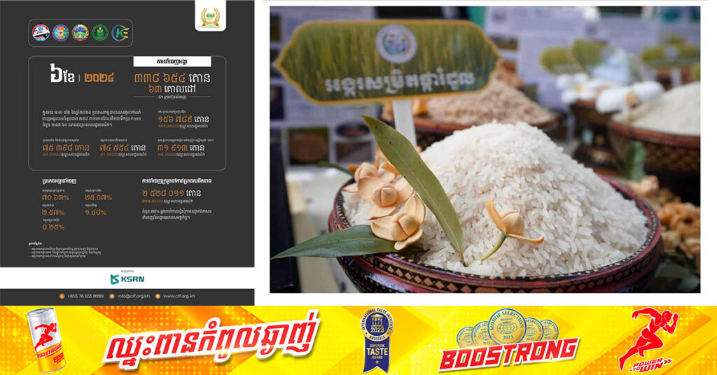 កម្ពុជាទទួលបានចំណូលជិត១ពាន់លានដុល្លារ ពីការនាំចេញអង្ករ​ជាង៣៣​ម៉ឺនតោន និងស្រូវជាង​២.៥លានតោន ក្នុងរយៈពេល​៦ខែ​ឆ្នាំ២០២៤