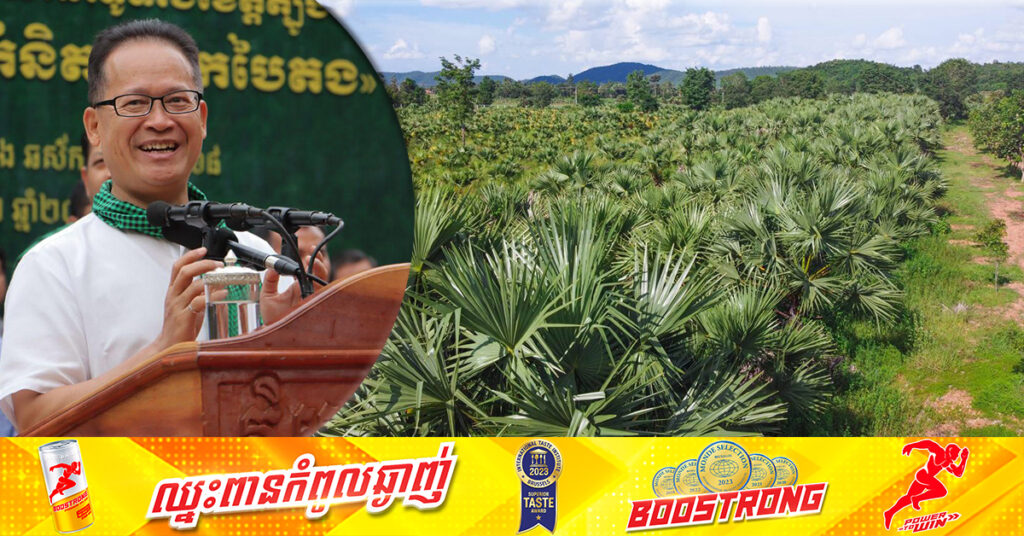 រដ្ឋមន្ត្រីក្រសួងបរិស្ថាន ប្រកាសផ្តល់កូនត្នោតជាង ៣ម៉ឺន ដើម្បីដាំនៅតាមខ្សែក្រវ៉ាត់ព្រំដែនកម្ពុជា-វៀតណាម ប្រវែងប្រមាណ ១២០គីឡូម៉ែត្រ នៅក្នុងភូមិសាស្ត្រខេត្តត្បូងឃ្មុំ