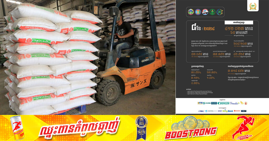 កម្ពុជានាំចេញអង្ករជាង ៤១ម៉ឺនតោន ទទួលបានចំណូល ៣០៥លានដុល្លារ នៅរយៈពេល៨ខែ ឆ្នាំ២០២៤