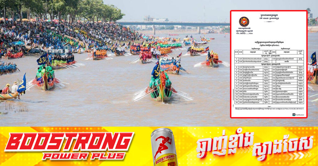 គណៈកម្មាធិការជាតិរៀបចំបុណ្យជាតិ-អន្ដរជាតិ បង្ហាញបញ្ជីផ្គូផ្គងការប្រណាំងទូកប្រចាំថ្ងៃទី១