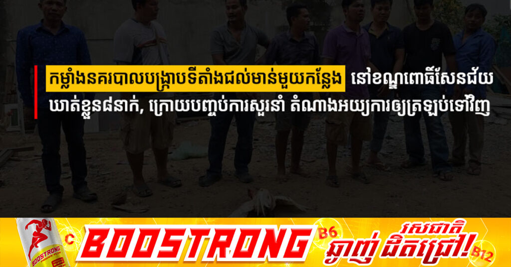កម្លាំងនគរបាលបង្ក្រាបទីតាំងជល់មាន់មួយកន្លែង នៅខណ្ឌពោធិ៍សែនជ័យ ឃាត់ខ្លួន៨នាក់, ក្រោយបញ្ចប់ការសួរនាំ តំណាងអយ្យការឲ្យត្រឡប់ទៅវិញ