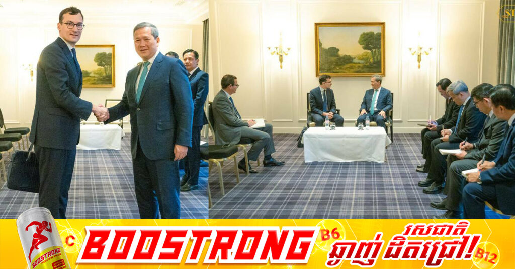 សម្តេចធិបតី ហ៊ុន ម៉ាណែត ជួបពិភាក្សាការងារជាមួយនាយកប្រតិបត្តិក្រុមហ៊ុន VINCI Airports នៅប្រទេសបារាំង